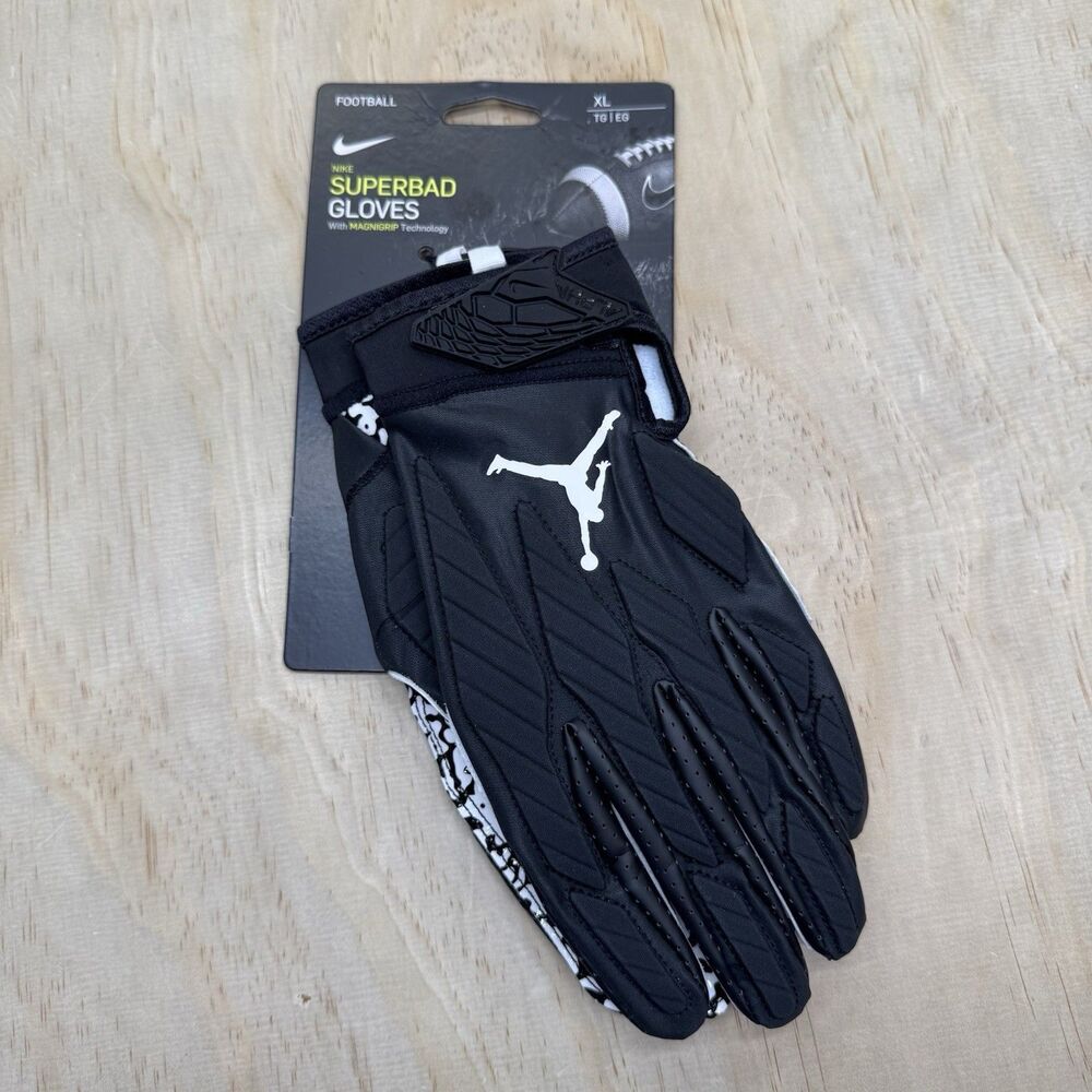 NEW Jordan Superbad Football Gloves Black NFL Logo Sz XL CK3023-091